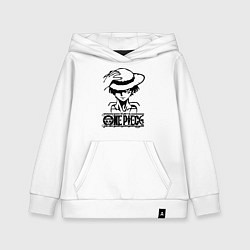 Толстовка детская хлопковая Луффи пират Соломенной шляпы, цвет: белый