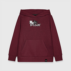 Толстовка детская хлопковая Токийские мстители, лого, цвет: меланж-бордовый