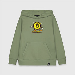 Толстовка детская хлопковая Биткоин на скейте, цвет: авокадо