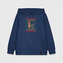 Толстовка детская хлопковая Рождественский свитер Йоркшик, цвет: тёмно-синий