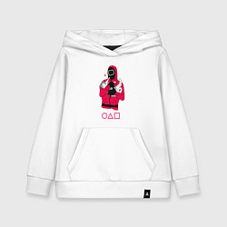 Толстовка детская хлопковая Игра в кальмара - милый котик, цвет: белый