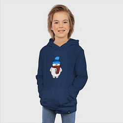 Толстовка детская хлопковая Снеговик в шапочке, цвет: тёмно-синий — фото 2