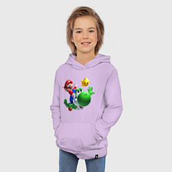 Толстовка детская хлопковая Mario&Yoshi, цвет: лаванда — фото 2