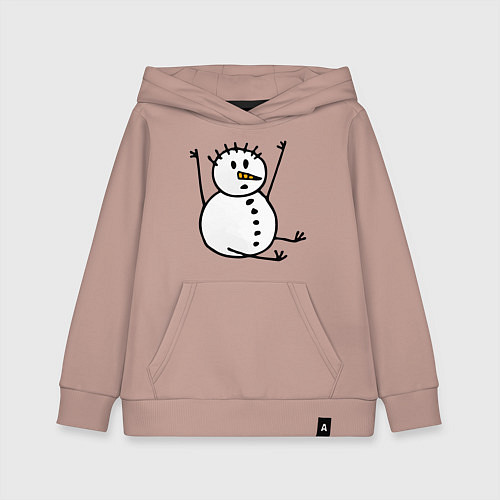 Детская толстовка-худи Снеговик в дудл-стиле / Пыльно-розовый – фото 1