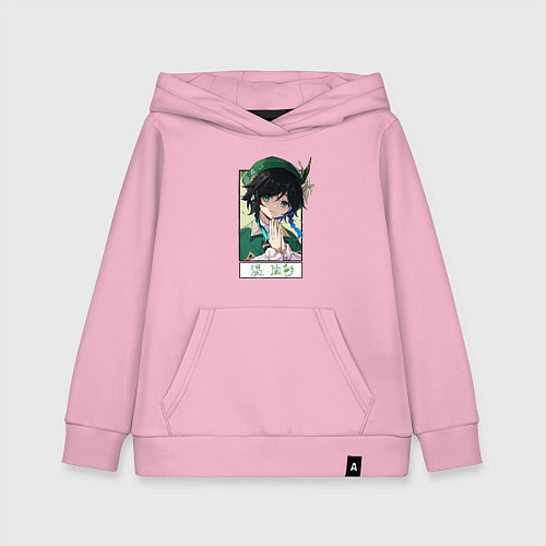 Детская толстовка-худи Вен ти в рамке genshin impact / Светло-розовый – фото 1