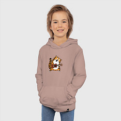 Толстовка детская хлопковая Тигр играет на гитаре, цвет: пыльно-розовый — фото 2