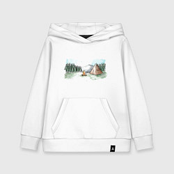 Толстовка детская хлопковая Поход в горы, цвет: белый