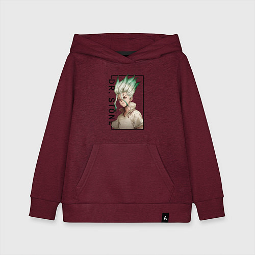 Детская толстовка-худи Доктор Стоун Сенку Ишигами / Меланж-бордовый – фото 1