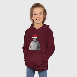 Толстовка детская хлопковая Дед Мороз Сальвадор Дали в шапке, цвет: меланж-бордовый — фото 2