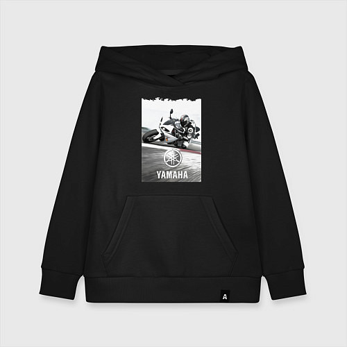 Детская толстовка-худи YAMAHA на вираже / Черный – фото 1