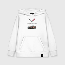 Толстовка детская хлопковая Chevrolet Corvette - Motorsport racing team, цвет: белый