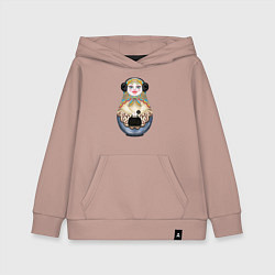 Толстовка детская хлопковая Современная матрешка, цвет: пыльно-розовый