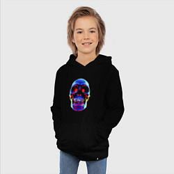 Толстовка детская хлопковая Cool neon skull, цвет: черный — фото 2