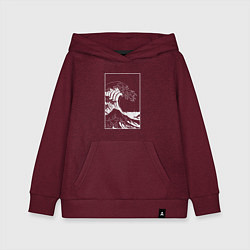 Толстовка детская хлопковая Japan waves Японская волна, цвет: меланж-бордовый