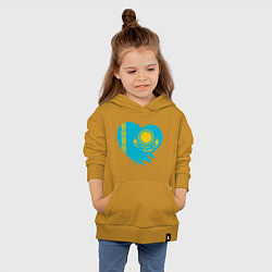 Толстовка детская хлопковая Сердце - Казахстан, цвет: горчичный — фото 2