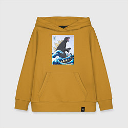 Толстовка детская хлопковая Godzilla in The Waves Eastern, цвет: горчичный