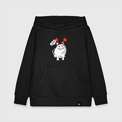 Толстовка детская хлопковая Кот Бендер Мем Love, цвет: черный