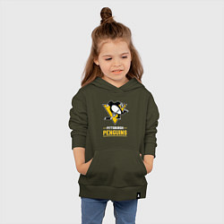 Толстовка детская хлопковая Питтсбург Пингвинз , Pittsburgh Penguins, цвет: хаки — фото 2