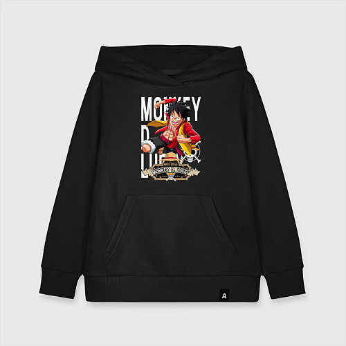 Детская толстовка-худи One Piece Monkey Большой Куш Манки / Черный – фото 1