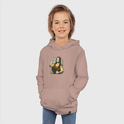 Толстовка детская хлопковая Мона Лиза и бодибилдинг, цвет: пыльно-розовый — фото 2