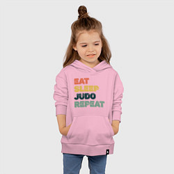 Толстовка детская хлопковая Eat Sleep Judo, цвет: светло-розовый — фото 2