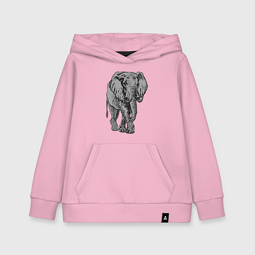 Детская толстовка-худи Огромный могучий слон / Светло-розовый – фото 1