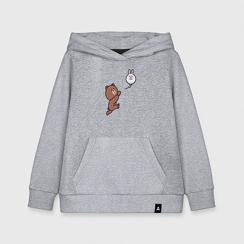 Детская толстовка-худи Погоня за шариком-зайцем / Меланж – фото 1