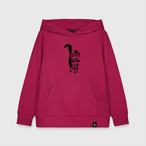 Детская толстовка-худи КОШКА С ПУШИСТЫМ ХВОСТОМ / Маджента – фото 1