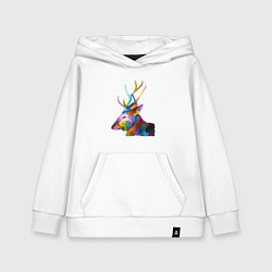 Толстовка детская хлопковая Цветной олень Colored Deer, цвет: белый