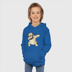 Толстовка детская хлопковая Дэббинг мопс в чёрных очках - Dabbing dog, цвет: синий — фото 2