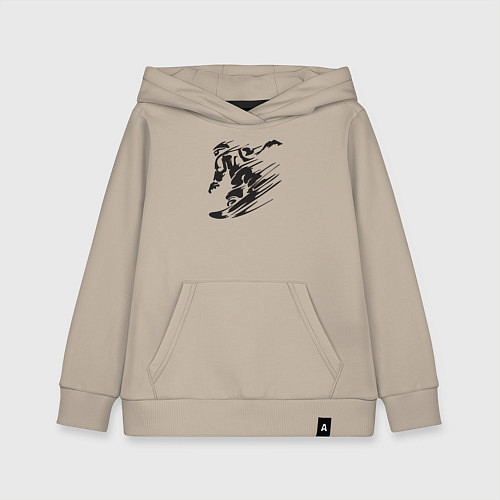 Детская толстовка-худи Сноубордист черный силуэт / Миндальный – фото 1