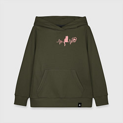 Толстовка детская хлопковая Кардио котик, цвет: хаки