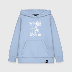 Толстовка детская хлопковая WE GO TO THE NEW WORLD ВАНПИС, цвет: мягкое небо