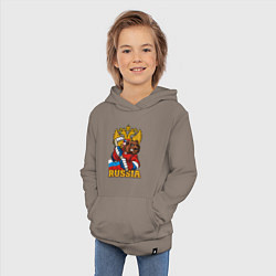 Толстовка детская хлопковая Хоккей - Russia, цвет: утренний латте — фото 2