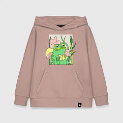Толстовка детская хлопковая ЛЯГУШКА ЗА КНИГОЙ, цвет: пыльно-розовый