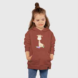 Толстовка детская хлопковая Милый Жирафик С Цветками, цвет: кирпичный — фото 2