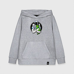 Толстовка детская хлопковая Космонавт с инопланетным котом, цвет: меланж
