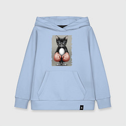 Толстовка детская хлопковая Крутой котяра в боксёрских перчатках Cool cat in b, цвет: мягкое небо