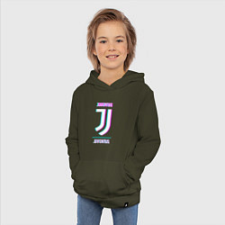 Толстовка детская хлопковая Juventus FC в стиле Glitch, цвет: хаки — фото 2
