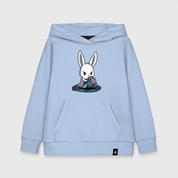 Толстовка детская хлопковая Зайчонок обнял клубки The bunny hugged the balls, цвет: мягкое небо