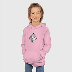 Толстовка детская хлопковая Снежный волк, цвет: светло-розовый — фото 2