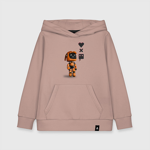 Детская толстовка-худи Оранжевый робот с логотипом LDR / Пыльно-розовый – фото 1