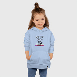 Толстовка детская хлопковая Keep calm Kirishi Кириши, цвет: мягкое небо — фото 2