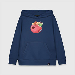 Толстовка детская хлопковая Червяк в яблоке, цвет: тёмно-синий