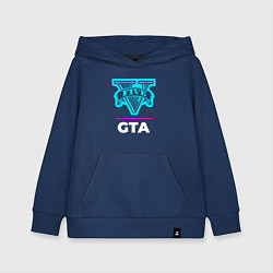 Толстовка детская хлопковая Символ GTA в неоновых цветах, цвет: тёмно-синий