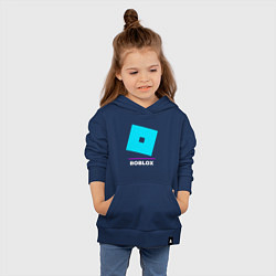 Толстовка детская хлопковая Символ Roblox в неоновых цветах, цвет: тёмно-синий — фото 2