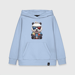 Толстовка детская хлопковая Прикольный панда с попкорном и колой, цвет: мягкое небо