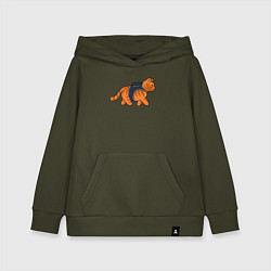 Толстовка детская хлопковая Минималистичны котик из stray, цвет: хаки