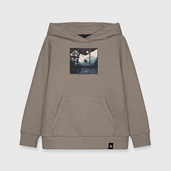 Толстовка детская хлопковая Оранжевая луна и тарзанка, цвет: утренний латте