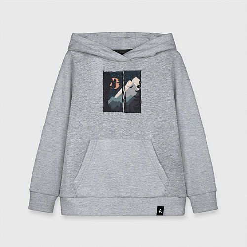 Детская толстовка-худи Оранжевая луна и медведь альпинист / Меланж – фото 1